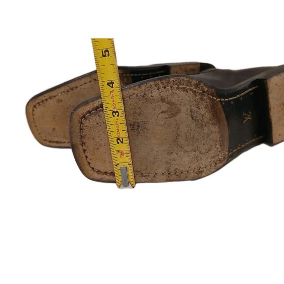 $1200 Louis Vuitton Leather Penny Loafers Shoes Mens US 8 Black Square Toe - Picture 15 of 16